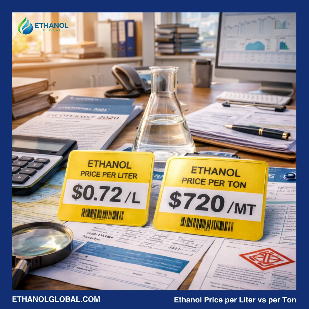 Ethanol Price per Liter vs per Ton
